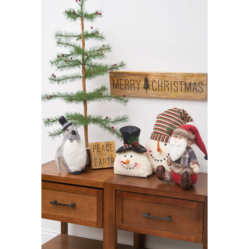 Figurine bonhomme de neige avec chapeau rayé