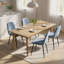Ensemble de 4 chaises de salle à manger, chaise de cuisine avec pieds en métal, bleu clair