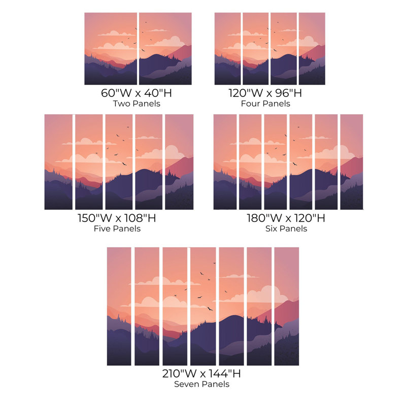Premium Wallpaper Wall Mural - Mountain Sunset, 144" L x 210" W