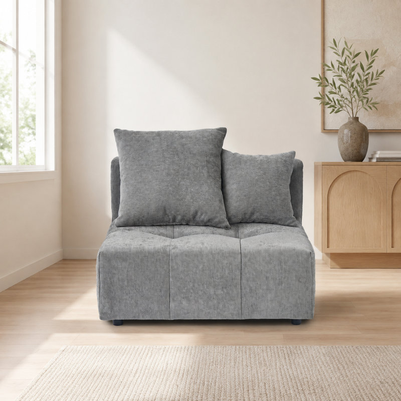 Chaise sans accoudoirs en tissu Kay, Gris clair