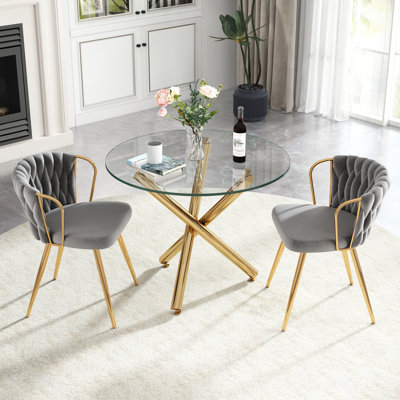 Elegant Round Glass Dining Table Set