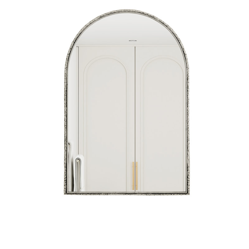 Arched Silver Wall Mirror for Bathroom,Vanity Mirror or Living Room, Silver