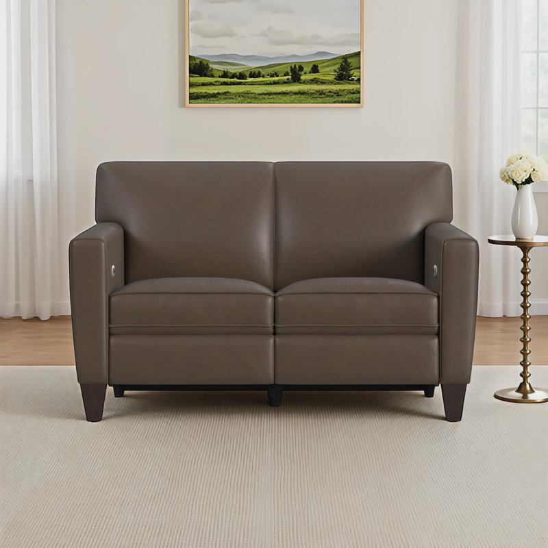 Osmin Foster Power Inclining Loveseat, Dark Brown Top Grain Leather