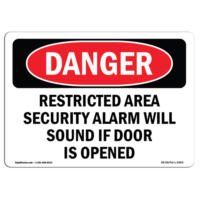 Alarme de sécurité à zone restreinte qui sonnera en aluminium 12 x 18, H 18 po x l 24 po x P 0,1 po