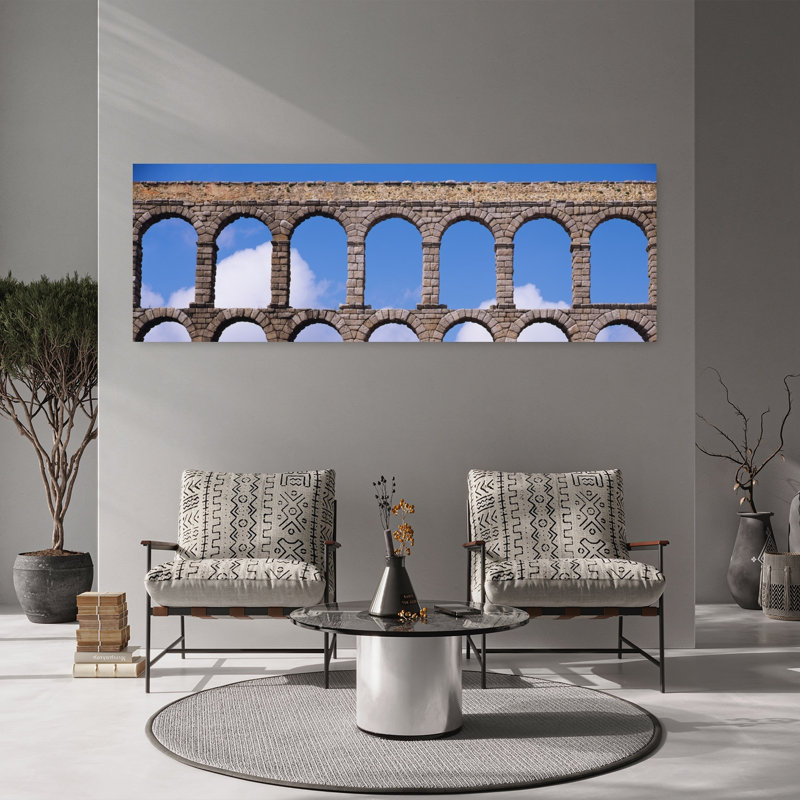 Aqueduc romain, Ségovie, Espagne, art abstrait contemporain, art mural de la ville, H 20 po x l 60 po