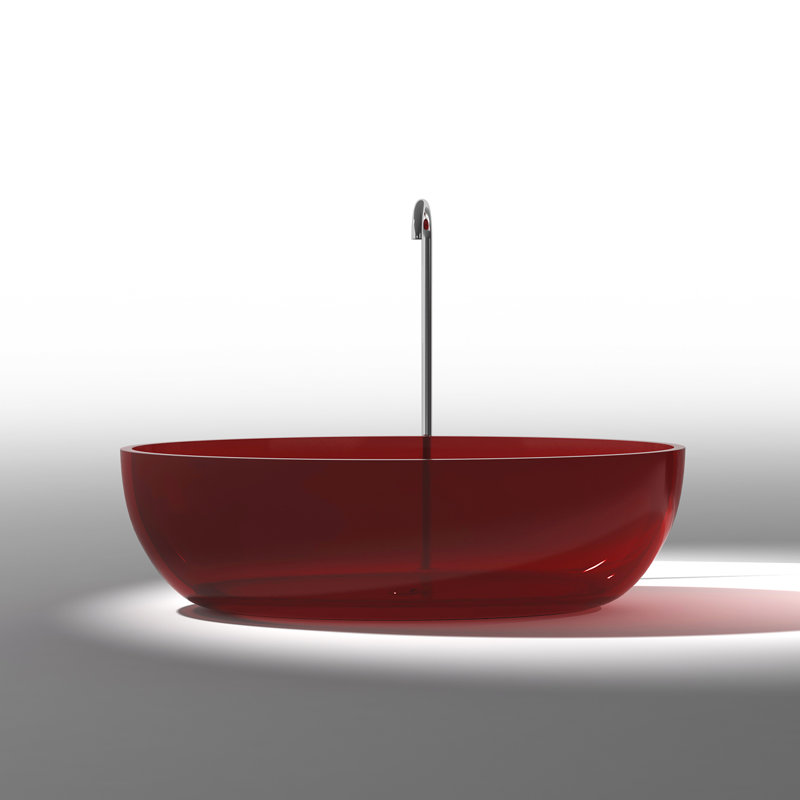 Opal 67'' x 31.4'' Soaking Stone Bathtub, Deep Red