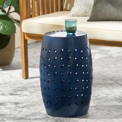 Table d'appoint 12,13 po x 12,13 po x 17,51 po en fer forgé bleu foncé, pour décoration de patio et de jardin, aucun assemblage requis 12,13 po x 17,51 po