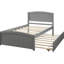 Twin Solid Wood Platform Bed With Grey Trundle - Space And Stylish Bedroom Piece Size Roll-Out Strong Construction For A Restful Sleep