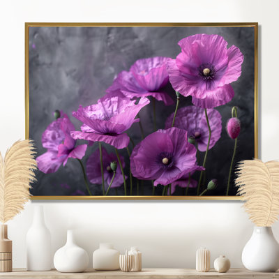 Impression sur toile mauve, gris et fragiles - Poppies