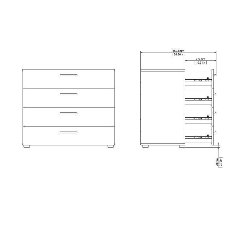 Gianna 4 Drawer 31.57'' W Dresser, White