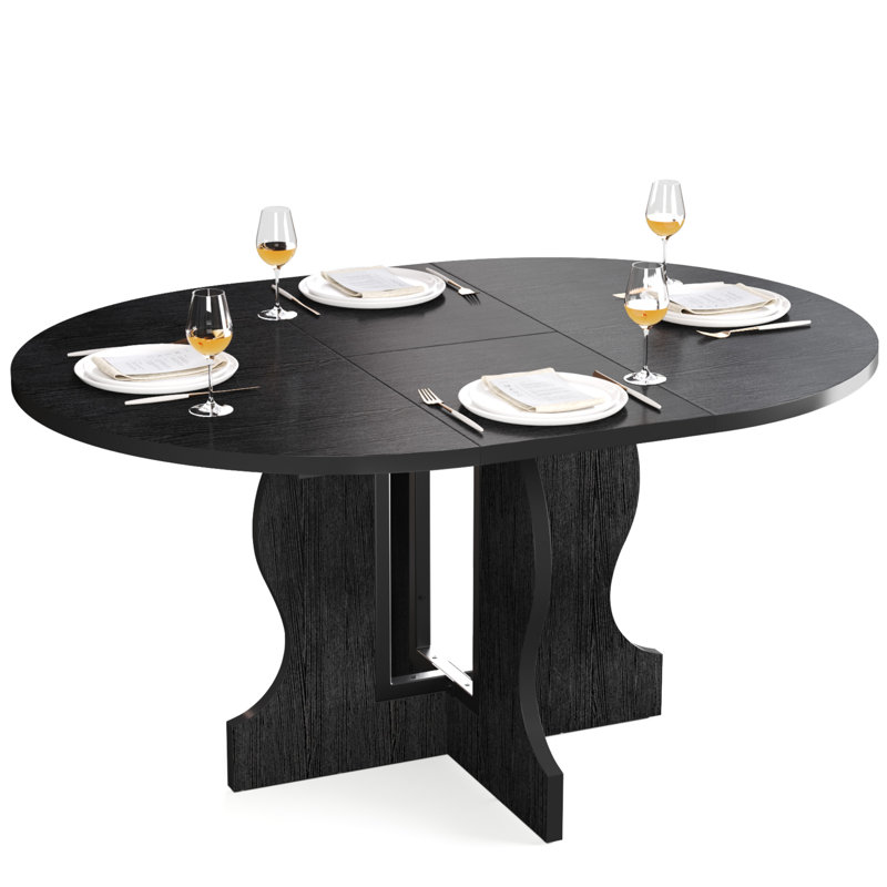 150 cm Extendable Round Dining Table, Black