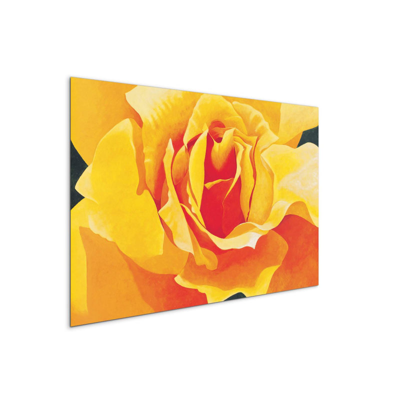 Yellow rose by Art Studio 53×80 cm MetalArt Materic Aluminum Satin Effect, Frameless Panel, Lightweight Ready to Hang