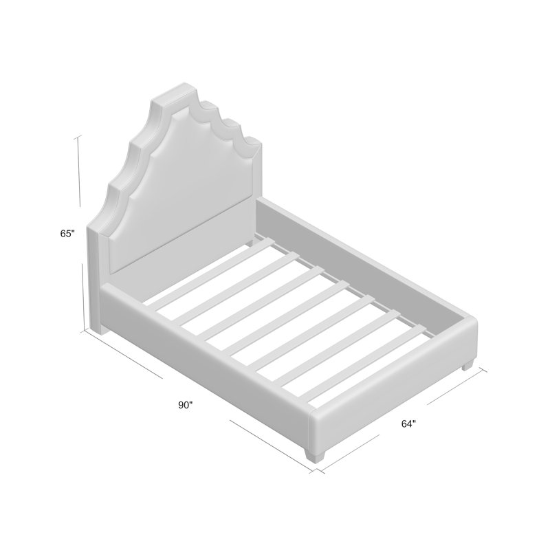 Lit plateforme tapissier Lexi, Grand, Graphite Metrolinen, Brun acajou