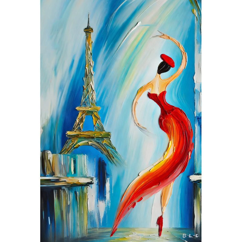 Art abstrait sur toile tendue Parisian Grace, H 16 po x l 12 po x P 1 po