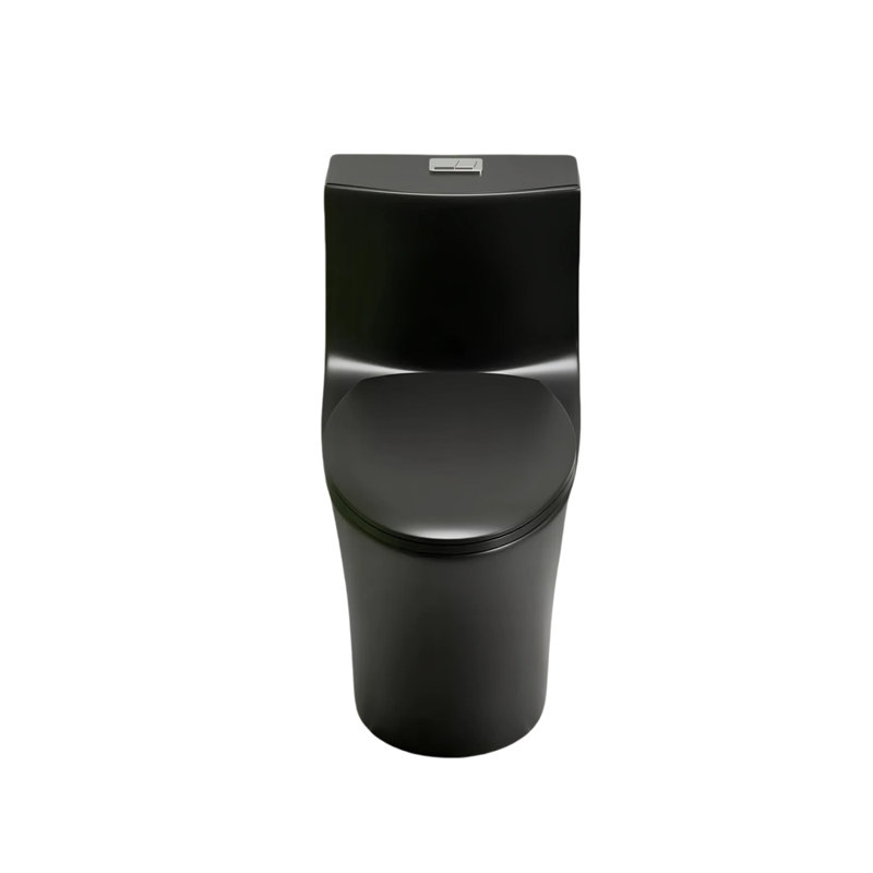 1.1/1.6 GPF Tornado Flush One-Piece Toilet Elongated, Siphonic S-trap 12",Soft Closing Seat, Button on Tank top ,Powerful Dual Flush MAP 1000g, Comfort Chair Seat ADA Height 17", Matte black