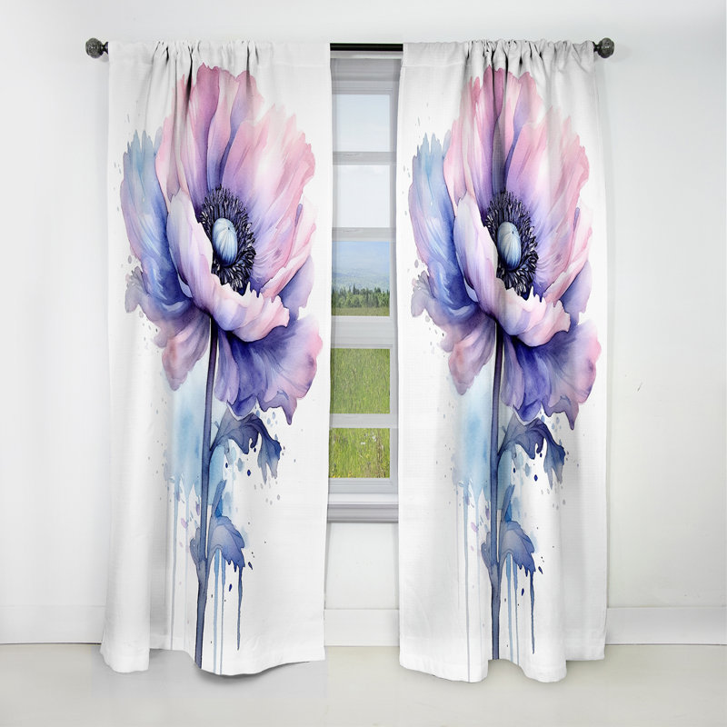 Bowmin - Rideau coquelicots - Rideau occultant à motif floral - 1 panneau, L 52 po x L 120 po