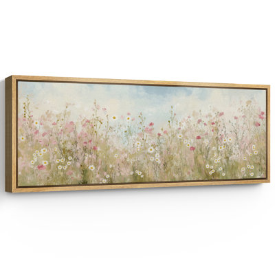 Fresh Wildflower Field with Daisies - Pictures Extra Large Framed Canvas Print Wall Art
