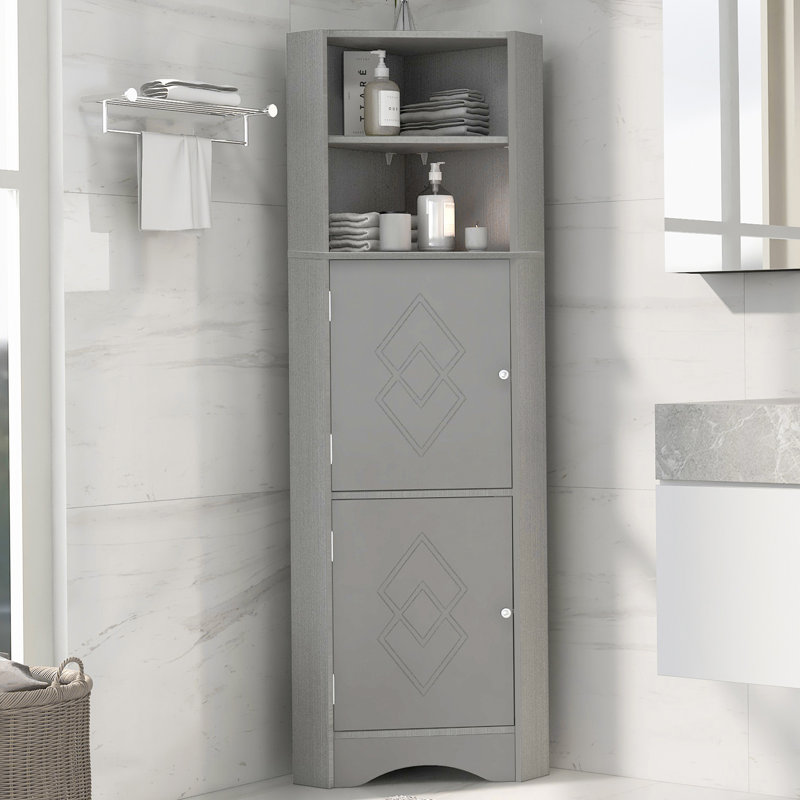 Armoire de salle de bain autoportante 61 po Amos, Gris
