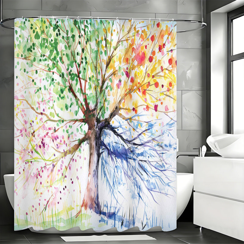 Shower Curtains with Hooks Included