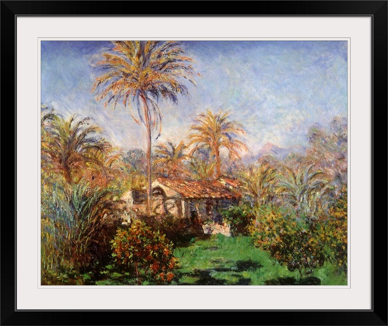 Maison parmi les palmiers par Claude Monet - reproduction, H 16 po x l 20 po x P 1,5 po, Toile