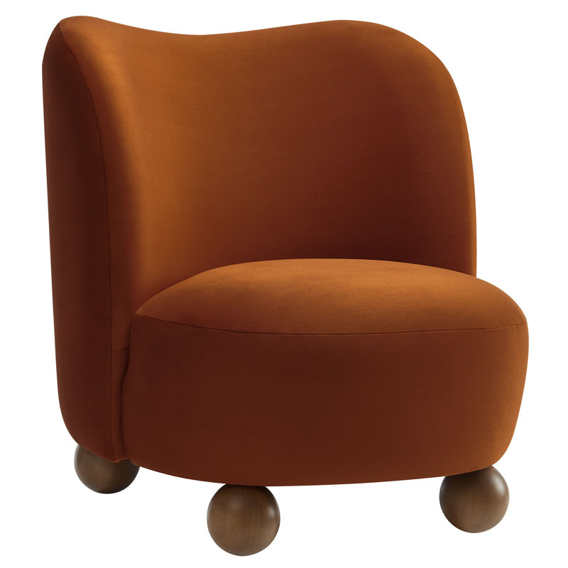 Monroe Boucle Fabric Accent Chair, Rust Velvet