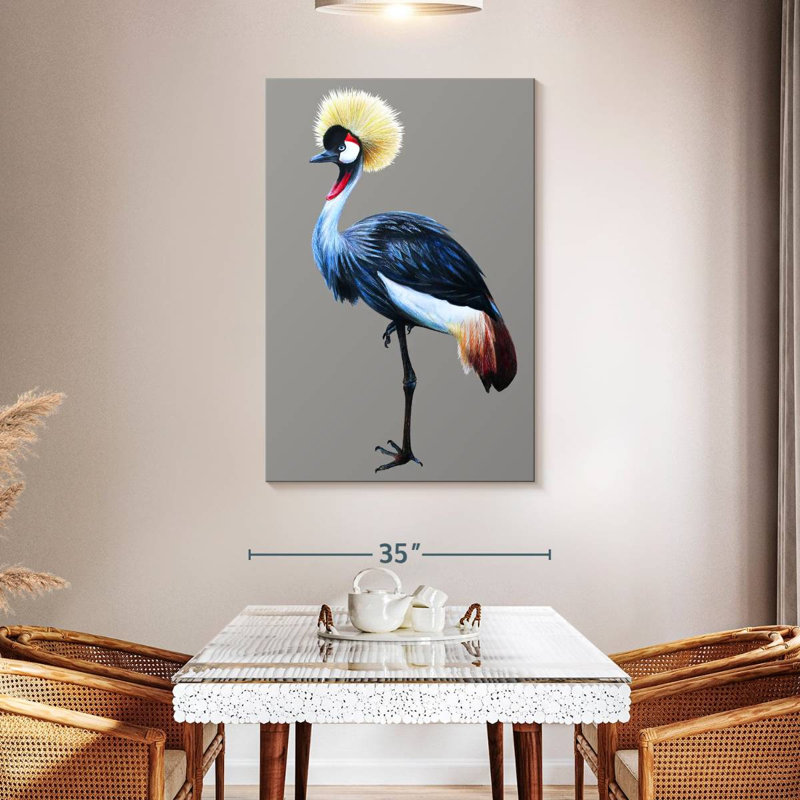 Brampt Crane With Grey Crown, 48" H x 32" W
