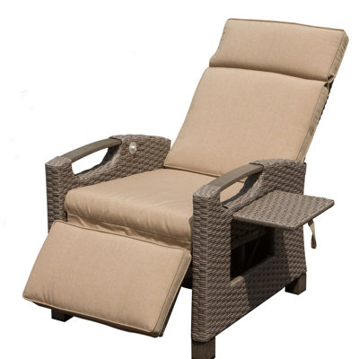 Reclining Chair For Outdoor And Indoor, Beige, Rust- , Adjustable Recline Angle, Thick Cushions Patio Recliner Chair, Recline, Cushions, Indoor &