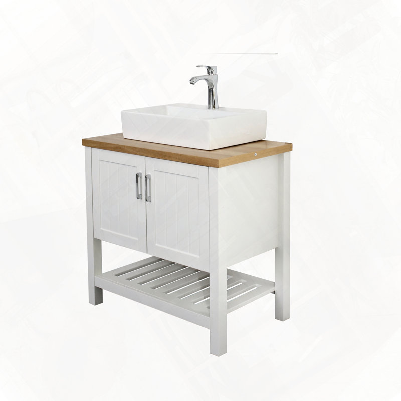 Meuble-lavabo moderne simple avec lavabo et portes en bois massif