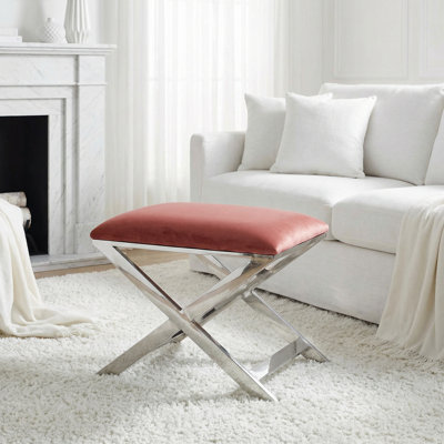 Holley X Bench Ottoman, 23", Blush Pink