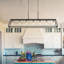 Lustre rectangulaire à 7 lumières pour îlot de cuisine en acier à intensité variable certifié UL-1410054088