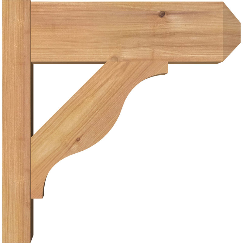 Persienne en bois rustique Funston Craftsman, Cèdre rouge de l'Ouest de 6 po (sciage brut), P 34 po x H 34 po
