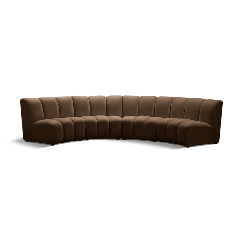 Canapé modulaire en velours Infinity, Velours brun, 4 pièces
