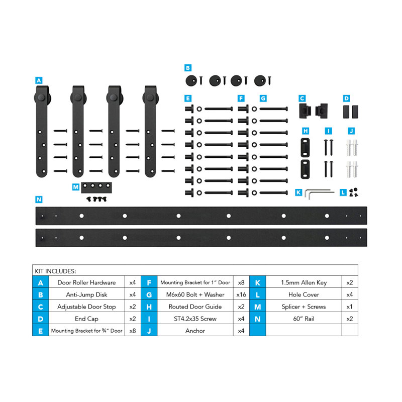 Architectural Products by Outwater L.L.C. Architectural Standard Double Door Barn Door Hardware Kit