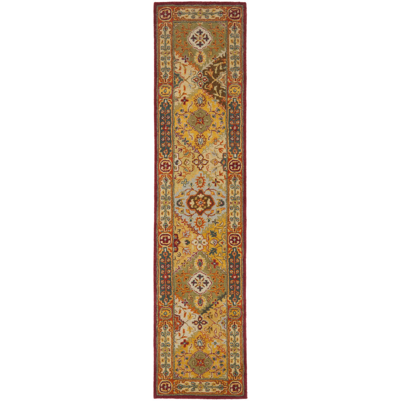 Tapis oriental en laine touffeté à la main Balthrop, Tapis de couloir 2 pi 3 po x 16 pi