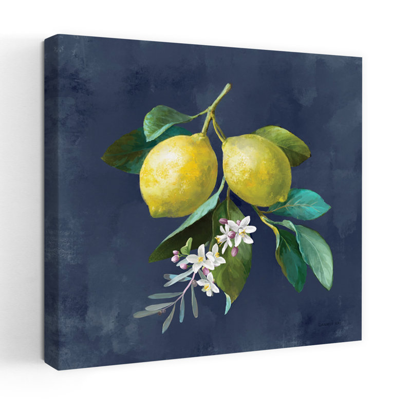 Citron Branches I, paysage abstrait traditionnel, art naturel, H 48 po x l 48 po