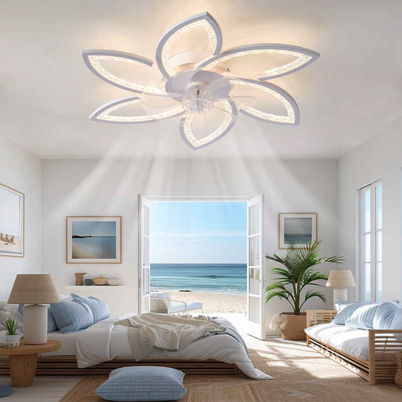 Deira 78cm 7 - Blade Reversible Dimmable LED Ceiling Fan With Remote Control And APP, White