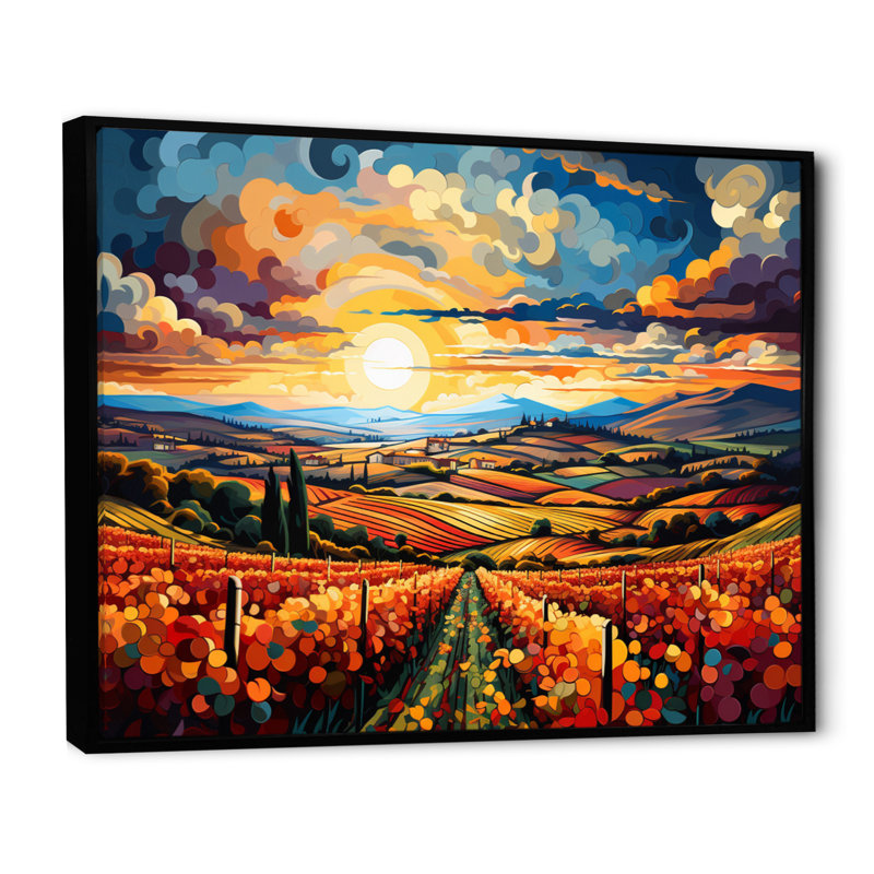 Marusja French Vineyard Symphony I - impression, H 34 po x l 44 po x P 1,5 po, Cadre flottant noir
