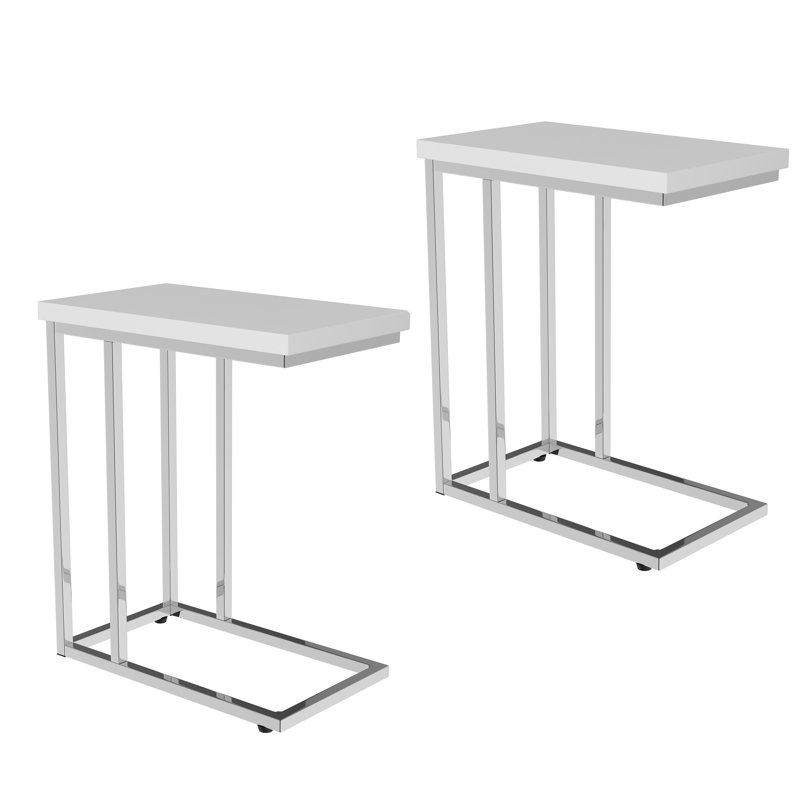 Table d'appoint 2 pièces Alhamdi - Tables de bout modernes en forme de C - Plateaux pour ordinateur portable ou tables de chevet compactes - Mobilier peu encombrant
