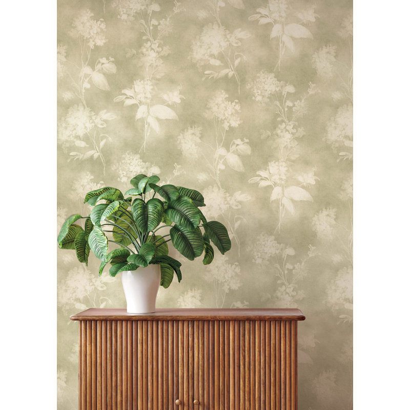 Papier peint botanique vert clair Izara, Vert