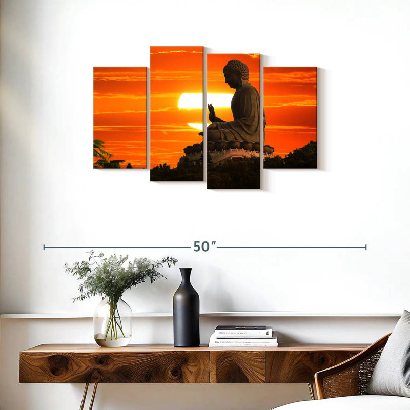 Bouddha Kerrick au coucher du soleil, H 22 po x l 36 po