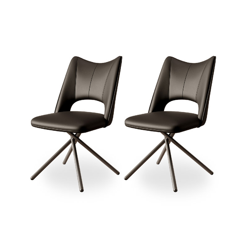 Chaise de salle à manger moderne et minimaliste en cuir, Noir