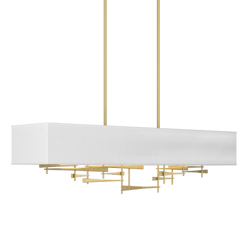 Cavaletti 4 - Light Kitchen Island Rectangle Pendant, Natural Anna, Modern Brass