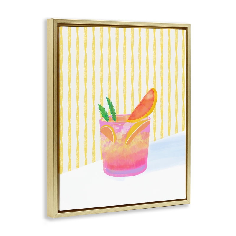 Cadre flottant cocktail Téquila Spirz, design par Dina Riddle, H 31 po x l 25 po, Cadre flottant métallique doré