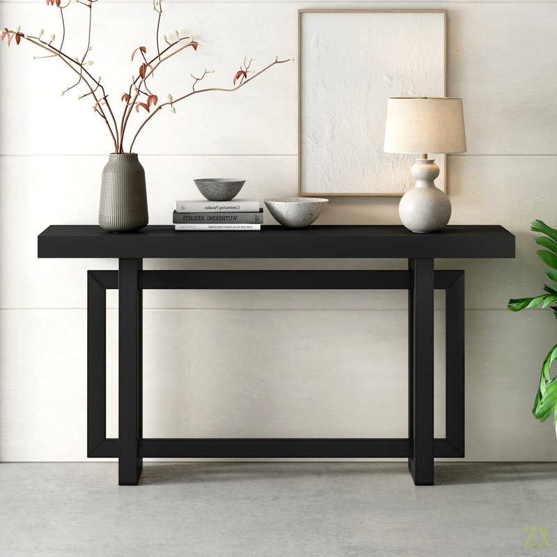 59.1'' Painted Entryway Table With Pine Veneer,Unique Triple Recgle Design Console Table With Thick Pine Wood Legs,Extra Long Sofa Table Versatile For Hallway, Living Room,Kitchen
