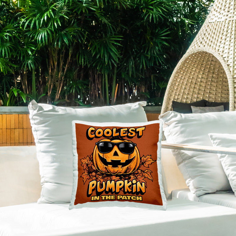 Coussin d'extérieur imprimé Coolest Pumpkin avec lunettes de soleil par Jedco Brands, Inc.