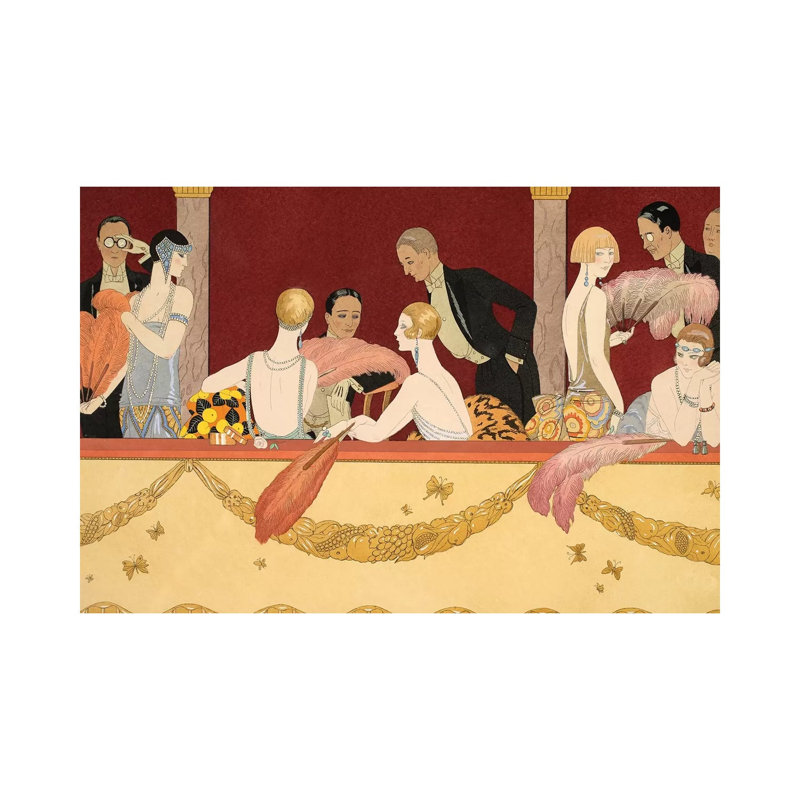 Eventails, Engraved, 1924 by George Barbier - Wrapped Canvas Painting, 30.48 cm H x 45.72 cm W