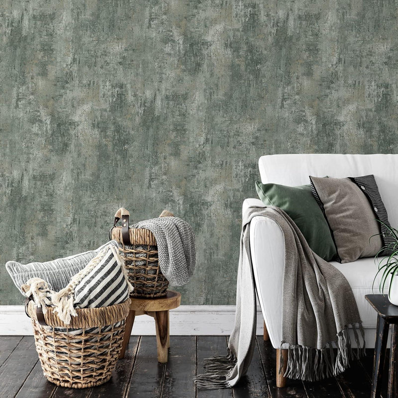 Aloise 10m x 53cm Textured Matte Wallpaper Roll, Green