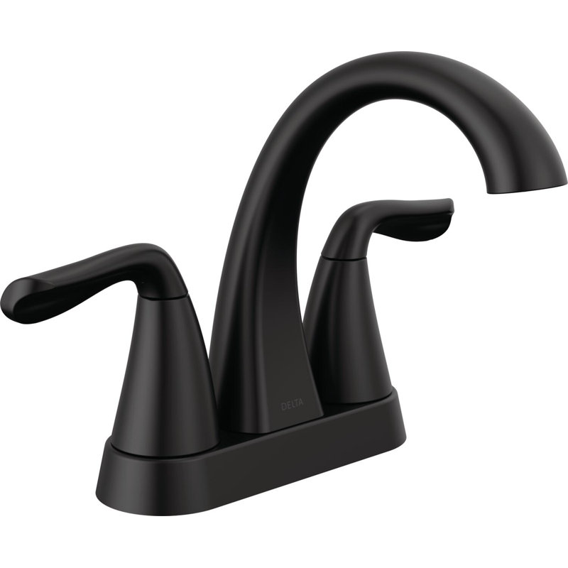 Robinet de salle de bain central avec ensemble de drain et robinet à 2 poignées Arvo, Noir mat
