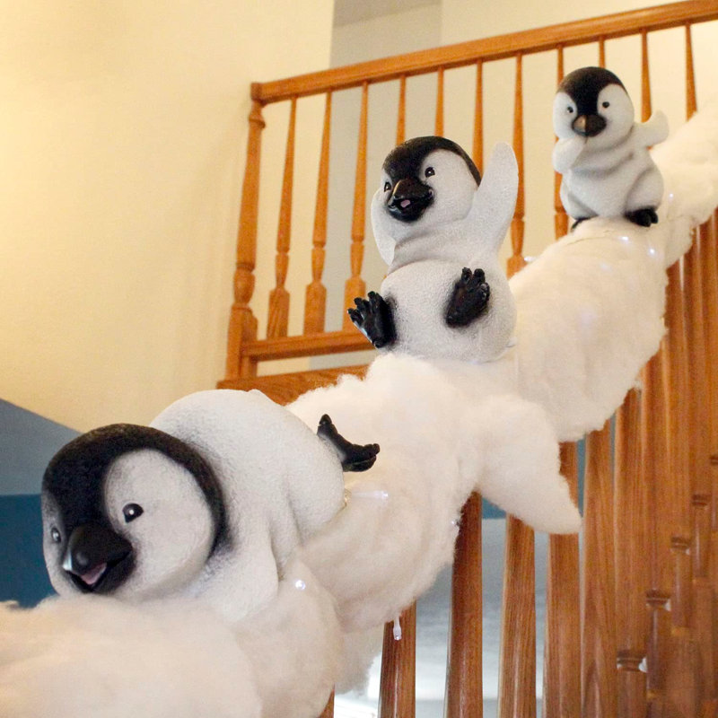Ensemble de décoration d'escalier 3 pièces pingouin de Noël