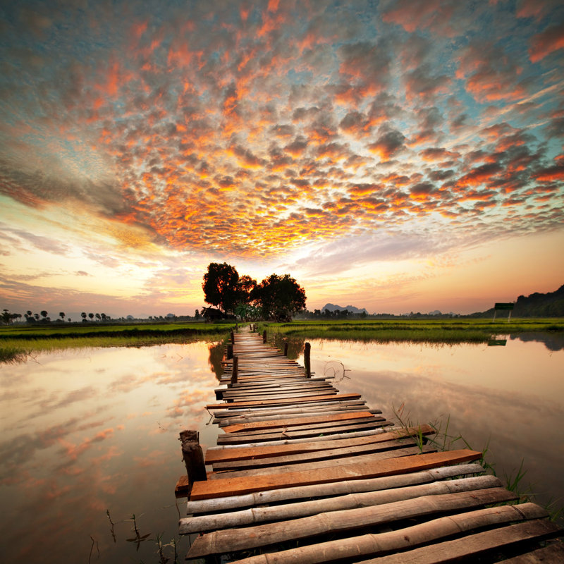 « escalier to coucher coucher de soleil », reproduction de photo sur toile tendue